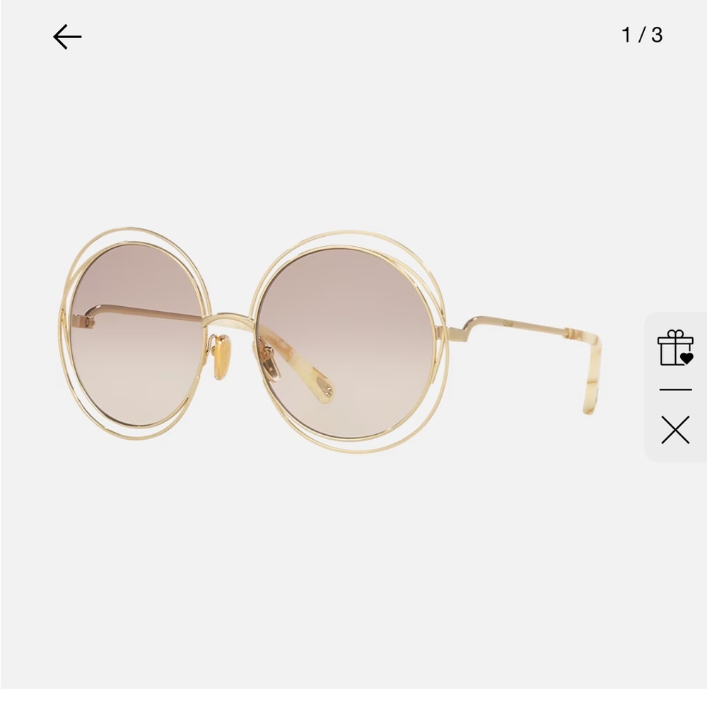 Chloe Gold Oversized Retro Sunglasses